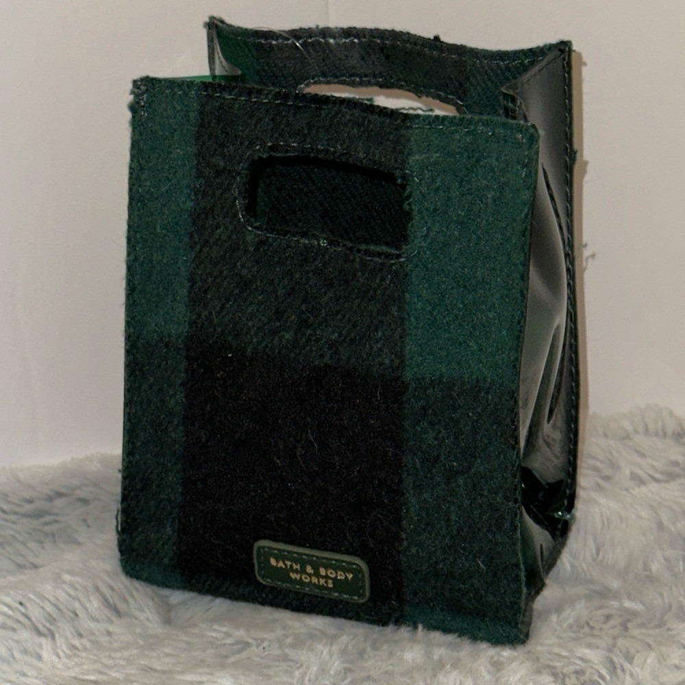 Bath & Body Works Green Black Buffalo Plaid Small Gift Tote Bag Holiday